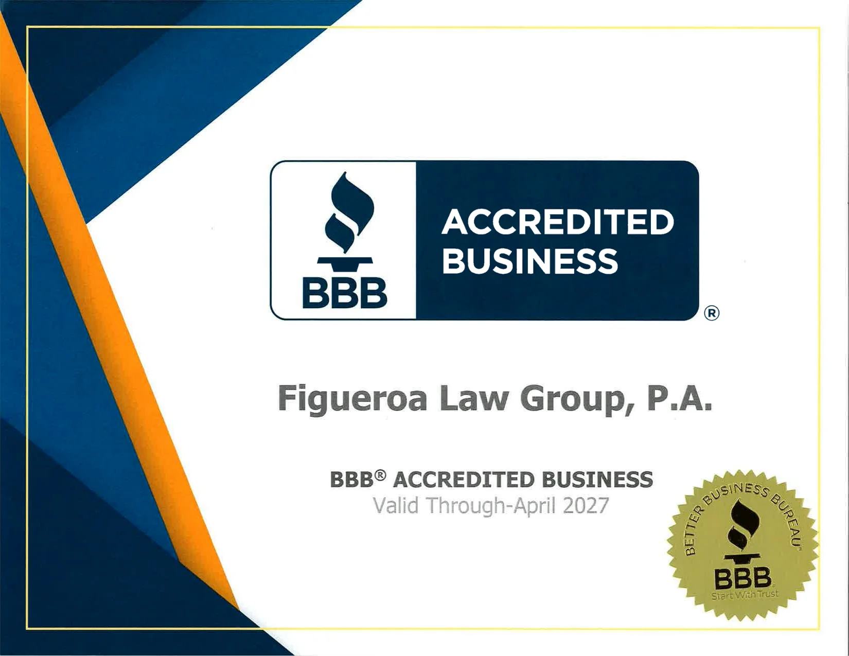 Accrediation Cert & Letter